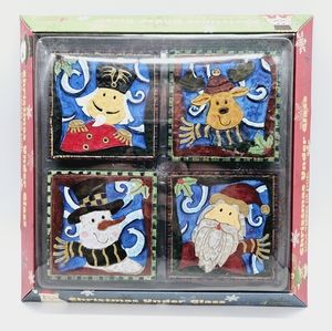 SOMMELIER | vintage "Christmas Under Glass" 4 piece coaster set